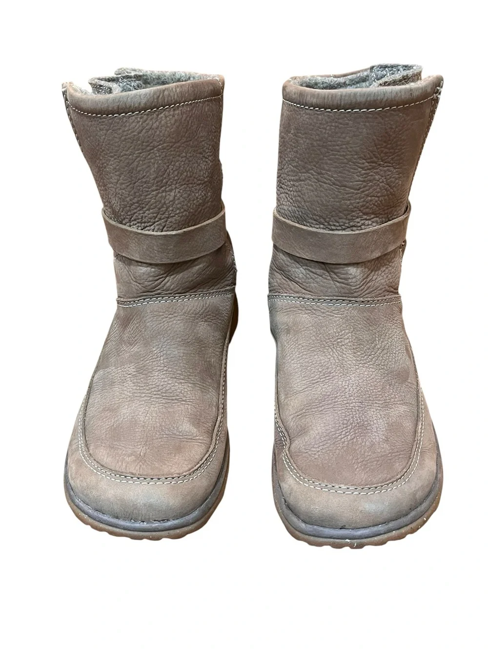 Chaco Brown Booties Hopi Quilted Wool Leather Ankle Boots Buckle Strap Women's 8